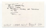 Surjit Chana Signed 3x5 Index Card Autographed Artist Project Eden