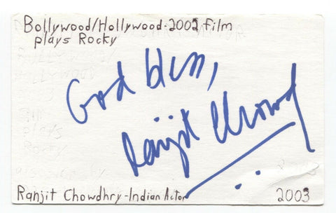 Ranjit Chowdhry Signed 3x5 Index Card Autographed Signature Actor  The Office