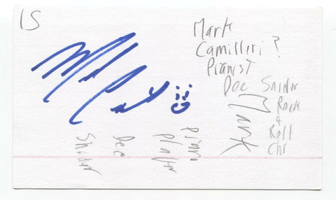 Mark Camilleri Signed 3x5 Index Card Autographed Dee Snider Band Pianist