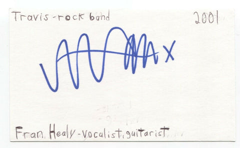 Travis - Fran Healy Signed 3x5 Index Card Autographed Signature Band