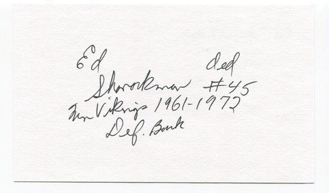 Ed Sharockman Signed 3x5 Index Card Autographed NFL Football Minnesota Vikings