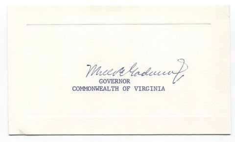 Mills Godwin Signed Card Autographed Signature Governor