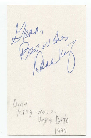 Dana King Signed 3x5 Index Card Autographed Signature Broadcaster Host
