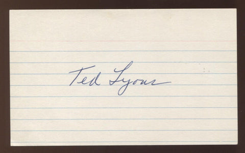 Ted Lyons Signed 3x5 Index Card Vintage Autographed Baseball Signature