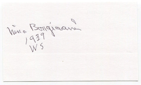 Nino Bongiovanni Signed 3x5 Index Card Autographed Baseball Cincinatti Reds 1939