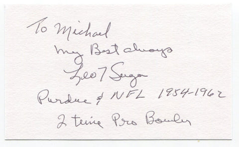 Leo Sugar Signed 3x5 Index Card Autographed Football NFL St. Louis Cardinals