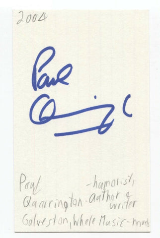 Paul Quarrington Signed 3x5 Index Card Autographed Signature Actor Due South