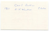 Cecil Perkins Signed 3x5 Index Card Autographed MLB Baseball New York Yankees