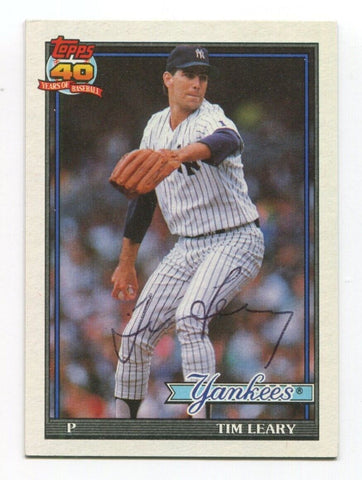 1991 Topps Tim Leary Signed Card Baseball MLB Autographed AUTO #161
