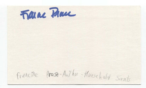 Francine Prose Signed 3x5 Index Card Autographed Signature Author Writer