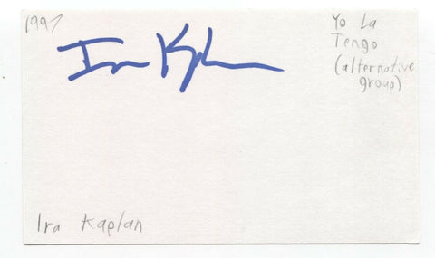 Yo La Tengo - Ira Kaplan Signed 3x5 Index Card Autographed Signature Band