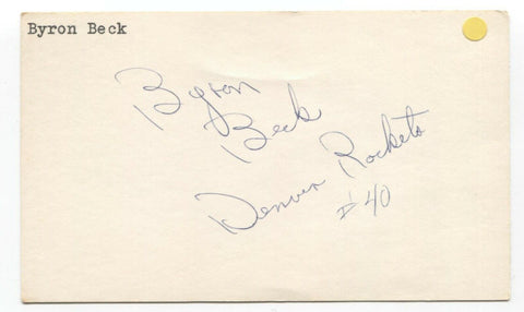 Byron Beck Signed 3x5 Index Card Autographed Signature NBA Basketball