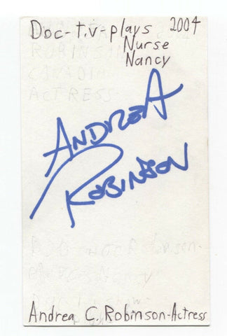 Andrea C. Robinson Signed 3x5 Index Card Autographed Signature Doc Star Trek