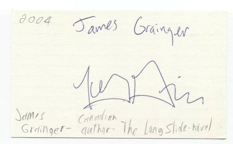 James Grainger Signed 3x5 Index Card Autographed Signature Author Writer