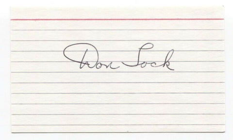 Don Lock Signed 3x5 Index Card Baseball Autographed Signature