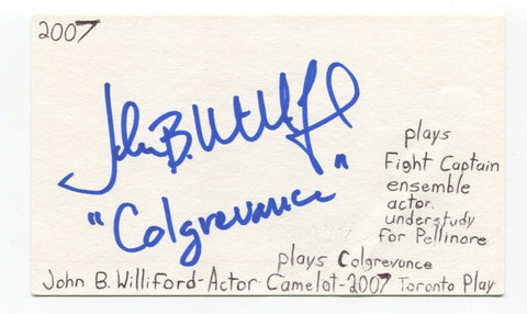 John Williford Signed 3x5 Index Card Autographed Actor Camelot