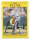 1991 Fleer Eric Plunk Signed Card Baseball RC Autograph AUTO #676