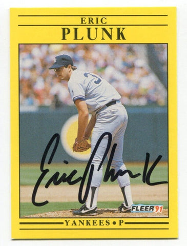 1991 Fleer Eric Plunk Signed Card Baseball RC Autograph AUTO #676