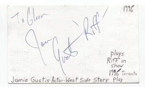 Jamie Gustis Signed 3x5 Index Card Autographed Signature Actor
