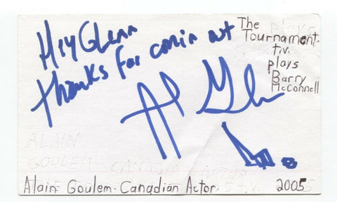 Alain Goulem Signed 3x5 Index Card Autographed Signature Actor Supernatural