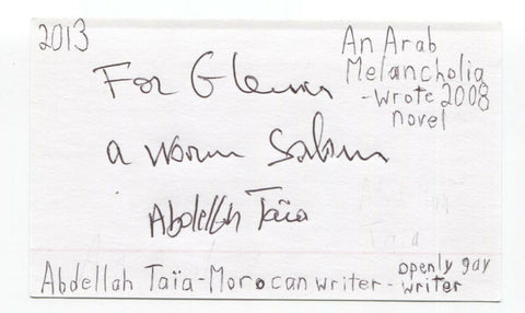 Abdellah Taia Signed 3x5 Index Card Autographed Signature Author Writer