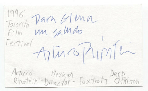 Arturo Ripstein Signed 3x5 Index Card Autograph Producer Filmmaker Director
