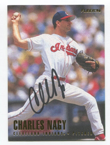 1996 Fleer Charles Nagy Signed Card Baseball MLB Autographed AUTO #93