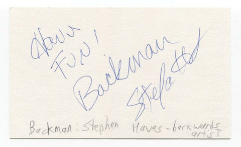 Stefan Haves Backman Signed 3x5 Index Card Autographed Backwards Artist