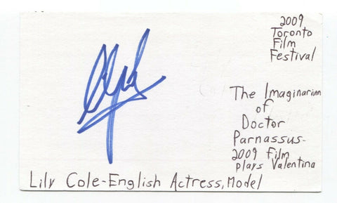 Lily Cole Signed 3x5 Index Card Autographed Actress The Last Jedi Star Wars