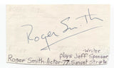 Roger Smith Signed 3x5 Index Card Autographed Signature Actor 77 Sunset Strip