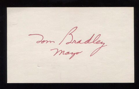 Tom Bradley Signed 3x5 Index Card Autographed Signature Los Angeles Mayor