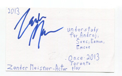 Zander Meisner Signed 3x5 Index Card Autographed Actor Blue Bloods