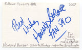 Howard Berger Signed 3x5 Index Card Autographed Sports Hockey Broadcaster