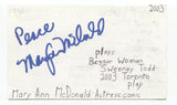 Mary Ann McDonald Signed 3x5 Index Card Autographed Signature Comedian Actress