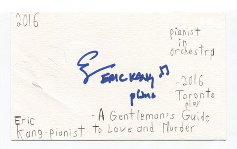 Eric Kang Signed 3x5 Index Card Autographed Musician Pianist Musical Director