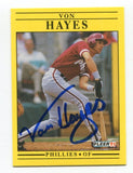 1991 Fleer Von Hayes Signed Baseball Card Autographed AUTO #398