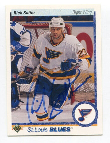 1990 Upper Deck Rich Sutter Signed Card Hockey NHL Autograph AUTO #328