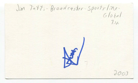 Jim Tatti Signed 3x5 Index Card Autographed Signature Sportscaster