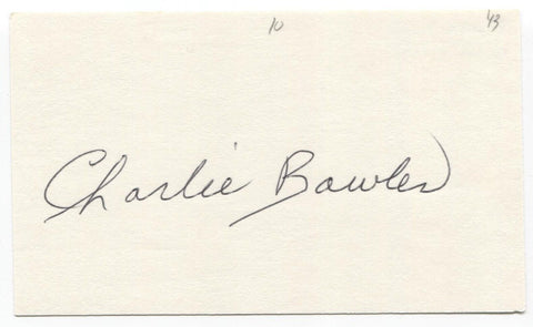 Charlie Bowles Signed 3x5 Index Card Baseball Autographed Signature Athletics