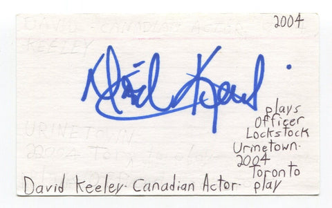 David Keeley Signed 3x5 Index Card Autographed Actor Murdoch Mysteries Due South