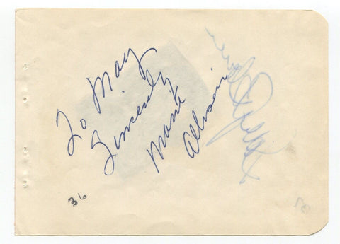 Marie Allison And Sally Blane Signed Album Page Autographed Actress Dancer