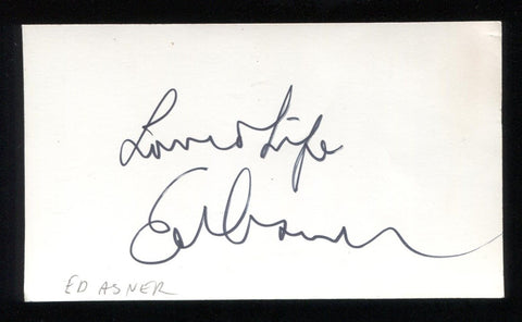 Ed Asner Signed Index Card Inscribed Vintage Autographed Signature