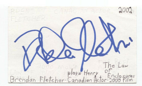 Brendan Fletcher Signed 3x5 Index Card Autograph Signature Actor Arrow