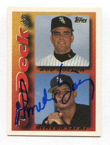 1995 Topps Olmedo Saenz Signed Card Baseball MLB Autographed AUTO #634