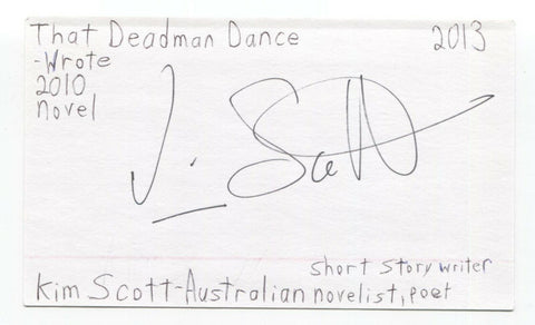 Kim Scott Signed 3x5 Index Card Autographed Signature Author Writer Poet
