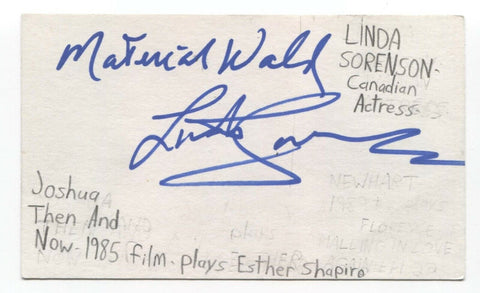 Linda Sorenson Signed 3x5 Index Card Autographed Signature Actor Care Bears