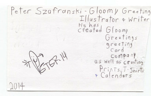 Peter Szafranski Signed 3x5 Index Card Autographed Signature Comic Artist