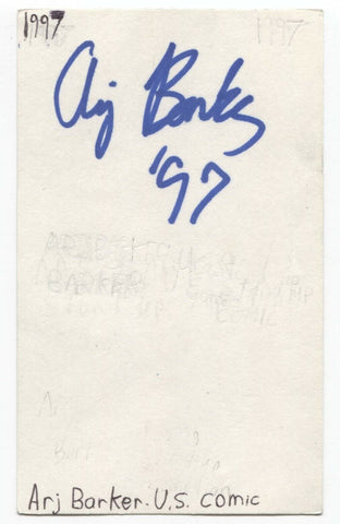 Arj Barker Signed 3x5 Index Card Autographed Signature Comedian Actor
