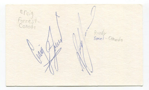 Craig Forrest and Randy Samuel Signed 3x5 Index Card Autographed Canada Soccer