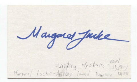 Margaret Lucke Signed 3x5 Index Card Autographed Signature Author Writer